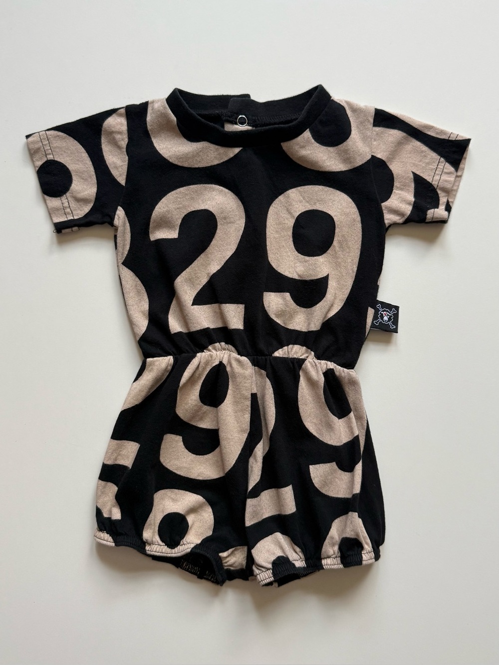 Nununu Numbered Yoga Overall, Black with Tan Numbers